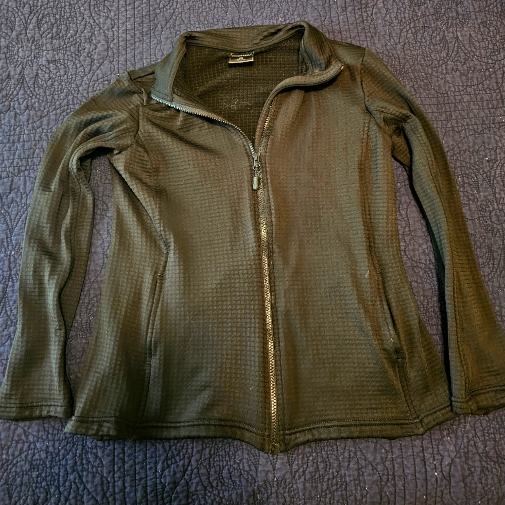 Full zip waffle-knit sweatshirt